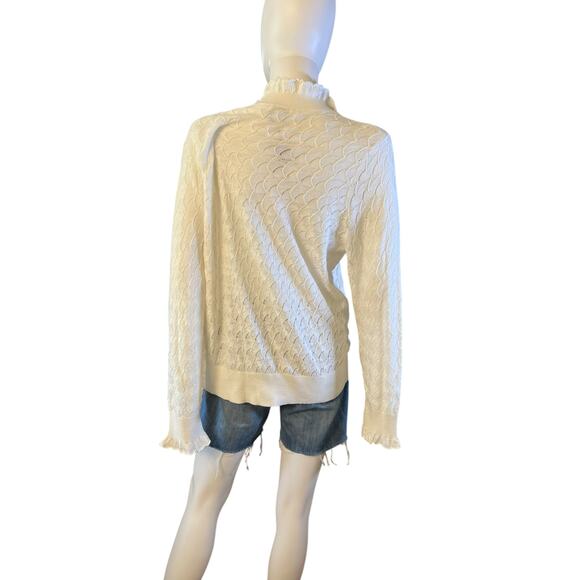 Sundance Frances Ruffle Ivory Lightweight Turtleneck Sweater Size XL NWT - Picture 4 of 7